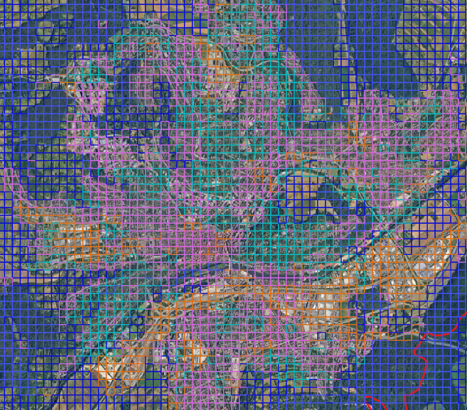Homogeneous areas across Tübingen.